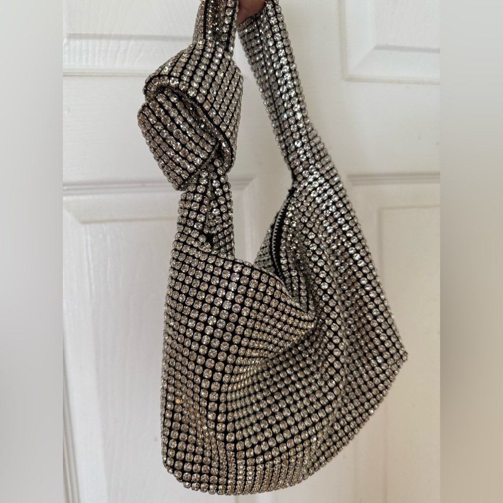 Madison West Silver Rhinestone Bag
